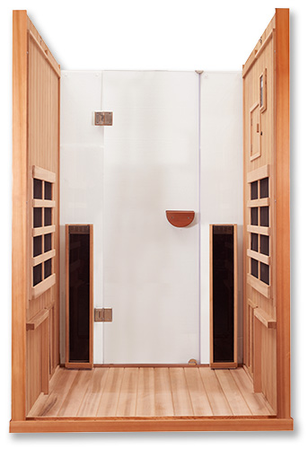 Open back view of Clearlight Sanctuary 2 Full Spectrum Infrared Sauna