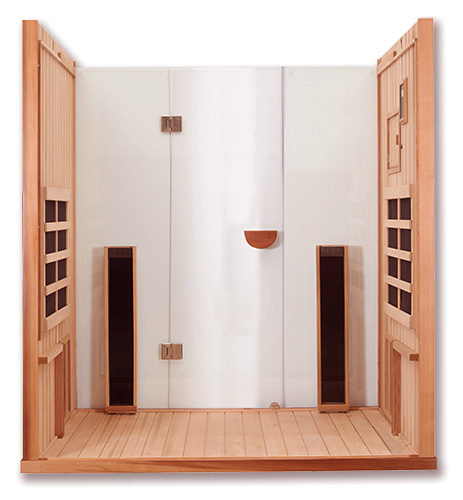 Open back view of Clearlight Sanctuary 3 Full Spectrum Infrared Sauna