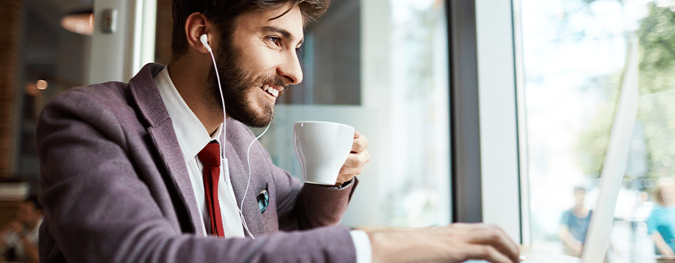 Man Drinking Coffee for Biohacking Benefits