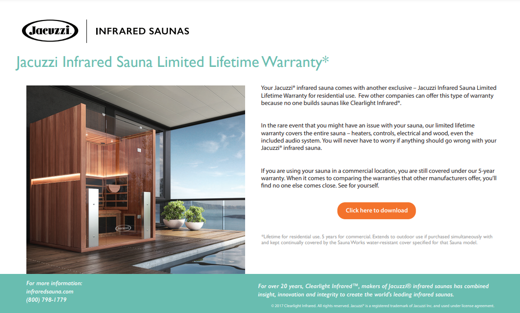 Sauna lifetime warranty