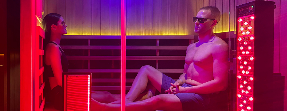 Couple Using Clearlight® Infrared Sauna with Red Light Therapy