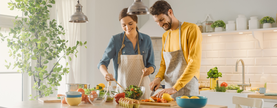 Couple Cooking Healthy Meal for Healthy Fat Loss