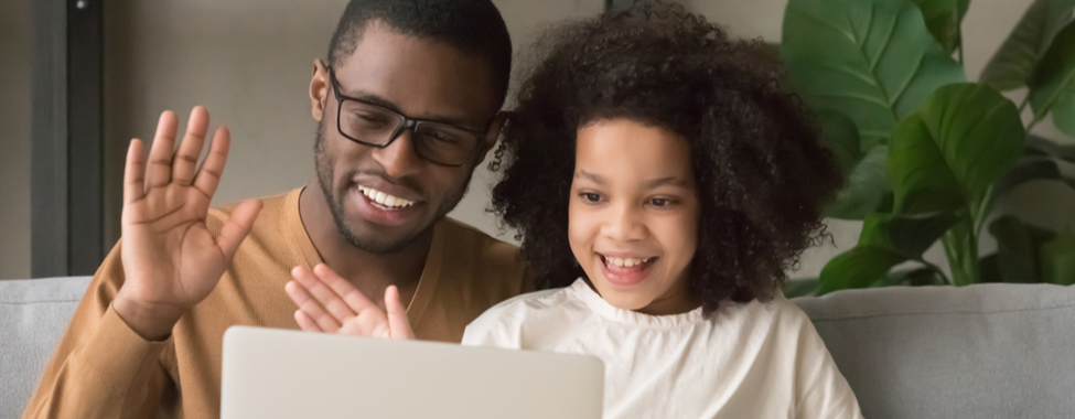 Father and Daughter Being Social on Video Call