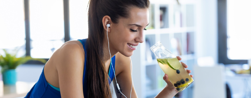Woman Listening to Health and Wellness Podcast