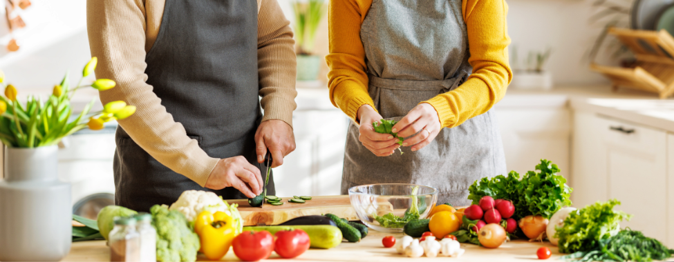 Couple Cooking Healthy Spring Recipes Together