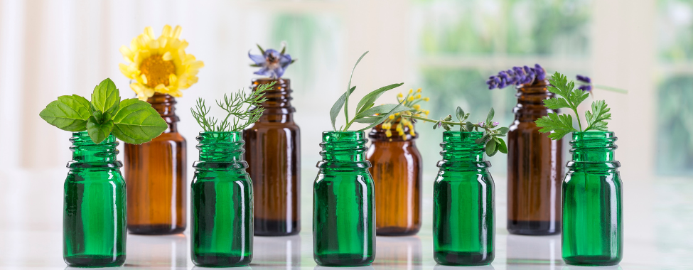 Aromatherapy Bottles with Different Essential Oils for Blending