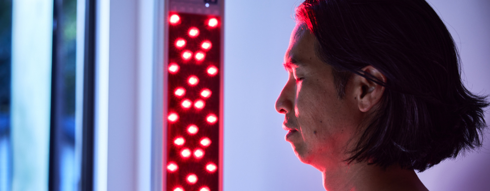 Man With Clearlight Red Light Tower at Dermatologist
