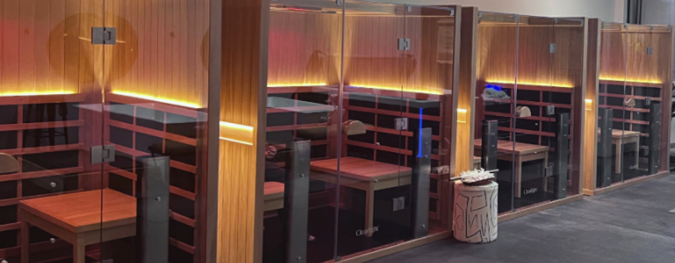 Line of Clearlight Infrared Saunas at Loyly Sauna Lounge