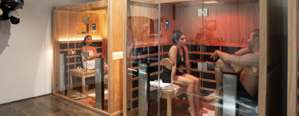 Loyly Sauna Lounge Customers in Clearlight Infrared Saunas