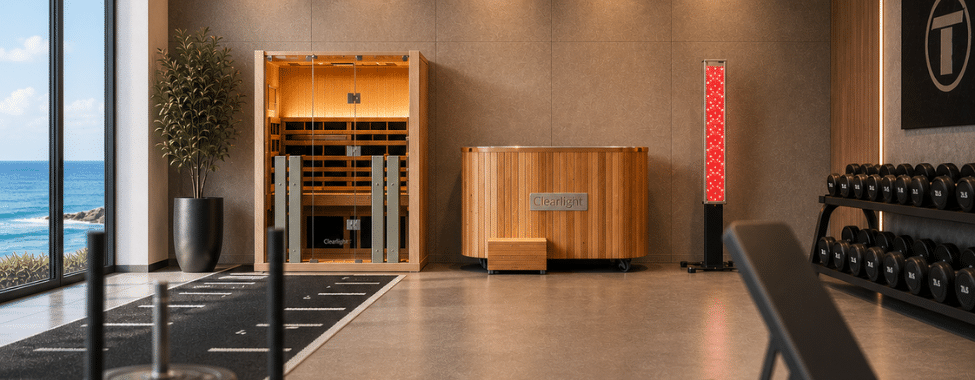 Clearlight Plunge, Infrared Sauna, and Red Light Tower in Gym